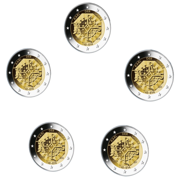 2_euro_sonderset_gedenkmuenze_karl_der_grosse_mappe_schraeg_st_1300x12721-PhotoRoom.png-PhotoRoom(1) 2 euro Germany 2023 - 1275th anniversary of the birth of Charlemagne (ADFGJ) - Image 1
