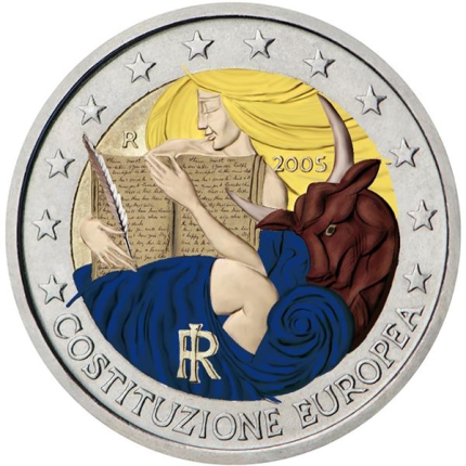 2 Euro Colored Coin Italy 2005 – EU Constitution