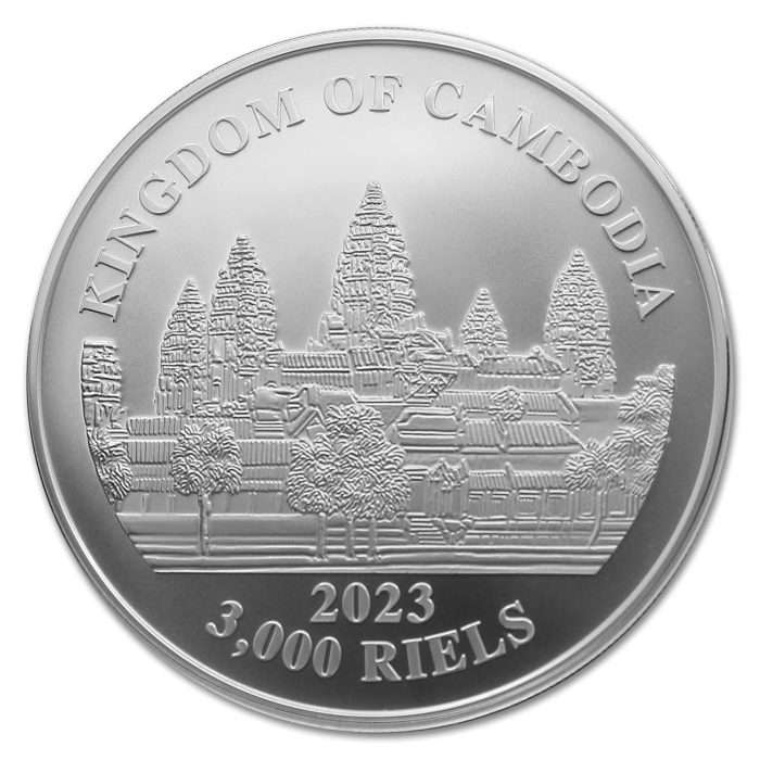 Moneta d'argento 3000 riel Cambogia 2023 - Leopardo nebuloso - immagine 2