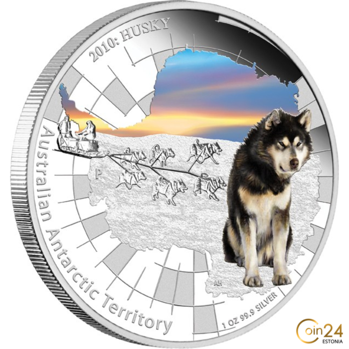 Hõbemünt 1$ Austraalia 2010 – Austraalia Antarktika territoorium: Haski - Image 1