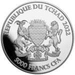 Moneda de plata 5000 francos República del Chad 2022 - Mandala: Cocodrilo - Imagen 2