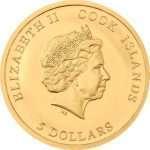 Gold Coin 5$ Cook Islands 2022 – In memoriam Queen Elizabeth II - Image 2