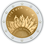 2 евро Литва 2023 - Вместе с Украиной (в карточке) — изображение 2
