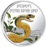 Silver Coin 1$ Tuvalu 2010 - Deadly & Dangerous: Eastern Brown Snake