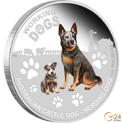 Silver Coin 1$ Tuvalu 2011 - Working Dogs: Australian Cattle Dog