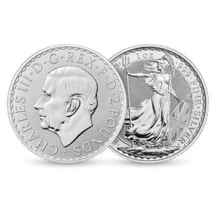Серебряная монета 2 фунта Великобритания 2023 — Британия (Король Карл III)
