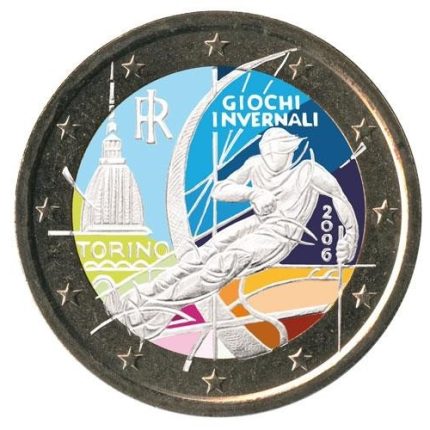 Colored coin 2 euro Italy 2006 - Winter Olympic Games in Turin