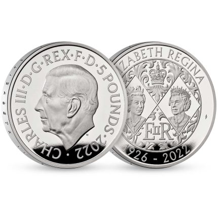 Hõbemünt 5 naela Suurbritannia 2022 – Kuninganna Elizabeth II mälestusmärk Proof