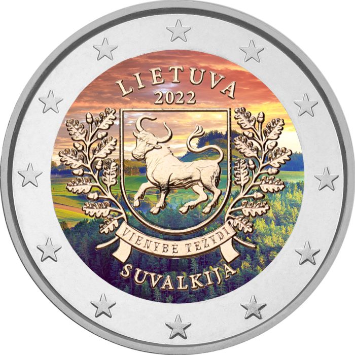 Värillinen 2 euron kolikko Liettua 2022 – Suvalkian seutu - Image 1