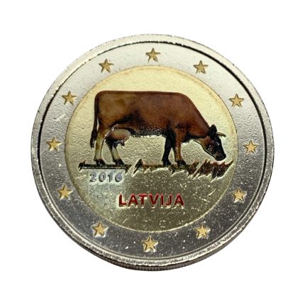 Цветная монета 2 евро Латвия 2016 - Корова