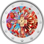 Moneda de color 2 euro Eslovaquia 2023 - 100 años de la primera transfusión de sangre en Eslovaquia