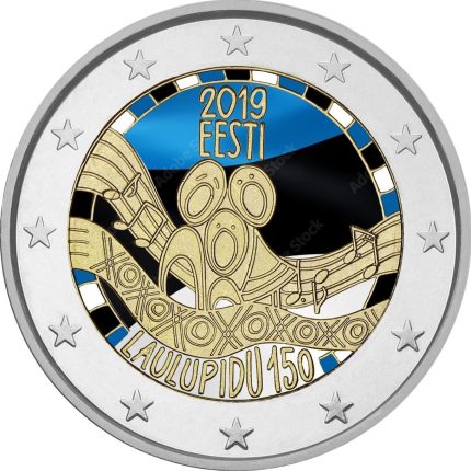 Цветная монета 2 евро Эстония 2019 - Певческий праздник