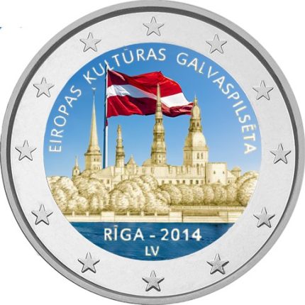 Moneda 2 euro color Letonia 2014 - Riga