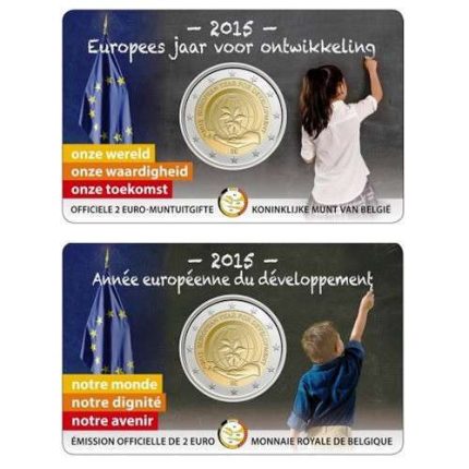 2 eurot Belgia 2015 – Euroopa arenguaasta kaartides (NL versioon + FR versioon)