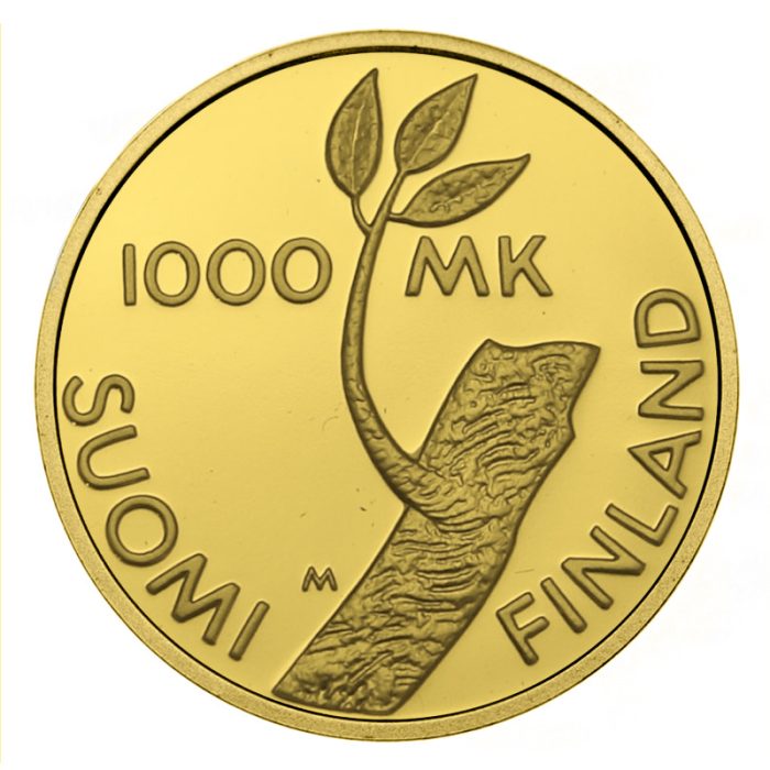 Moneda de oro 1000 marcos Finlandia 1997 - 80 años de independencia de Finlandia - Imagen 1