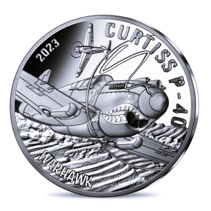 Moneda 10 Euros Plata Francia 2023 – Caza Curtiss P-40 - Imagen 1