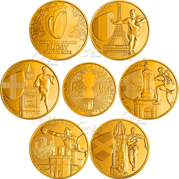 rugbysetfinal Set monete 1/4 euro Francia 2023 - Mondiali di rugby 2023 - immagine 1