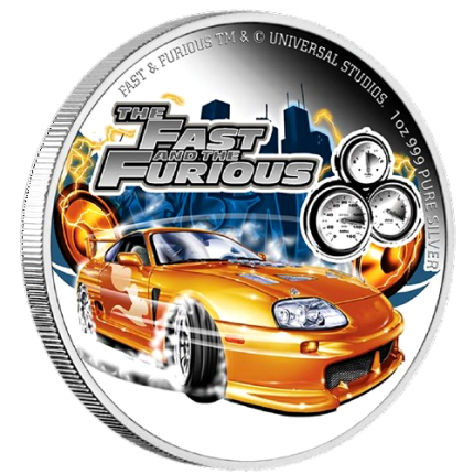 Moneda de plata de color Niue 2023 de $2 - Fast & Furious: Toyota Supra