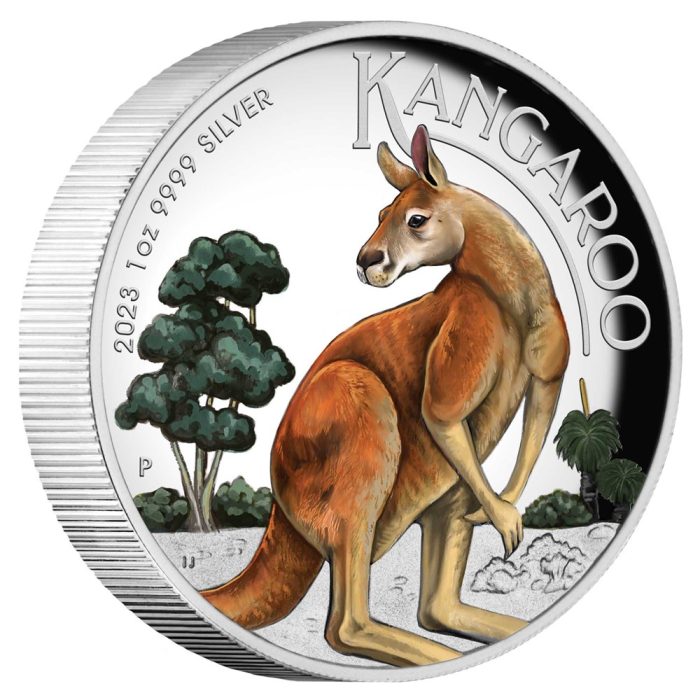 Moneda Plata Coloreada $1 Australia 2023 - Canguro - Imagen 1