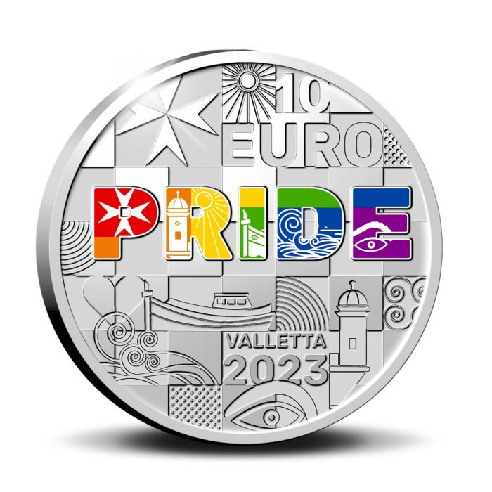 Moneta argento colorato 10 euro Malta 2023 – EuroPride a La Valletta - immagine 1
