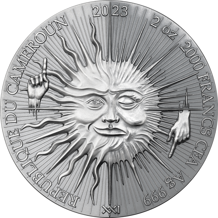 Moneta Argento Dorato 2000 Franchi Camerun 2023 - Doppia Essenza: Chronos - immagine 2