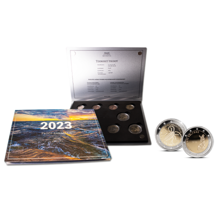 Bank set of euro coins Finland 2023 + 2 commemorative coins Proof