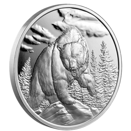 Серебряная монета $20 Канада 2023 - Медведь гризли