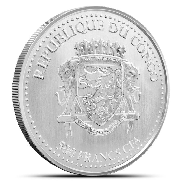 Silver coin 500 Congo francs 2023 – Silver gorilla - Image 2