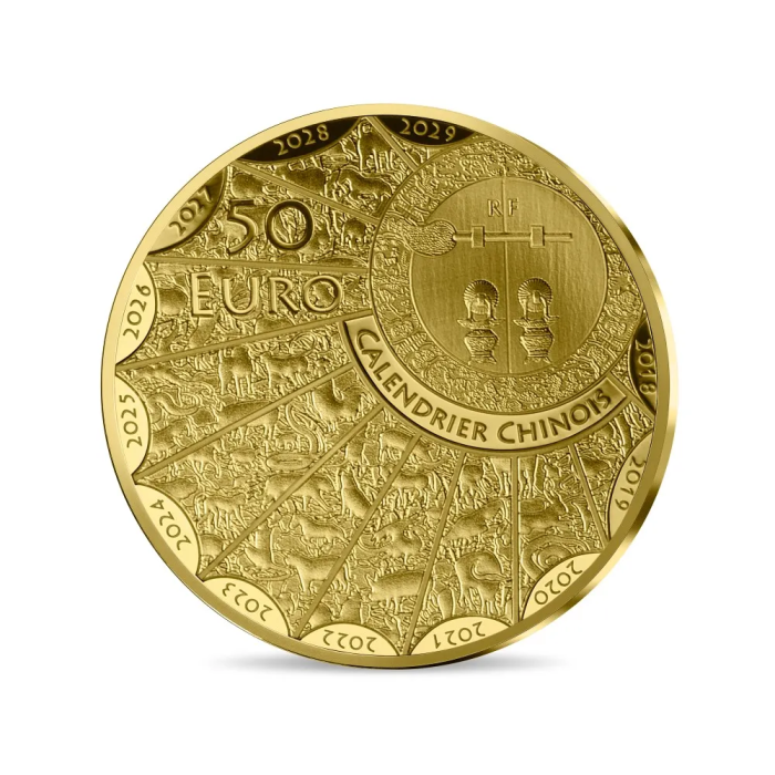 Moneda de Oro 50 Euros Francia 2024 – Año del Dragón 1/4 oz Proof - Imagen 2