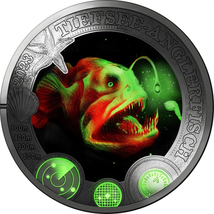Colored coin 3 euro Austria 2023 – Luminous Marine Life “Anglerfish”