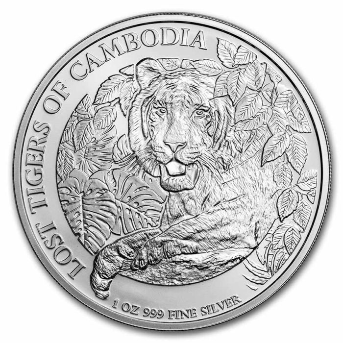 Moneda de plata 3.000 riel Camboya 2023 – Tigres perdidos de Camboya - Imagen 1