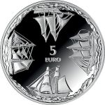 Серебряная монета 5 евро Латвия 2014 – Айнажское мореходное училище