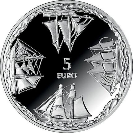 Серебряная монета 5 евро Латвия 2014 – Айнажское мореходное училище