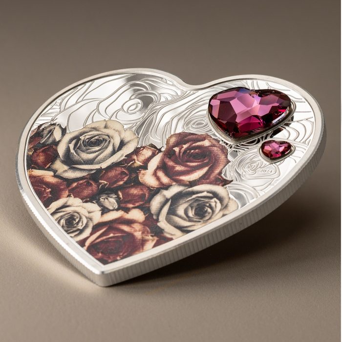 Moneta d'argento da $ 5 Isole Cook 2024 - Cuori d'argento: Rose - immagine 2