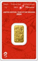 Gold bar Switzerland 2024 - Year of the Dragon (5 grams) - Image 2