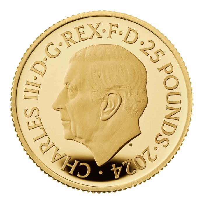 Moneda de oro de 25 libras del Reino Unido 2024 – Año del Dragón 1/4 oz Proof - Imagen 2