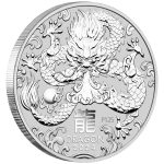 Серебряная монета 1$ Австралия 2024 — Год Дракона 1 oz BU