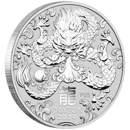Серебряная монета 0.50$ Австралия 2024 — Год Дракона 1/2 oz BU