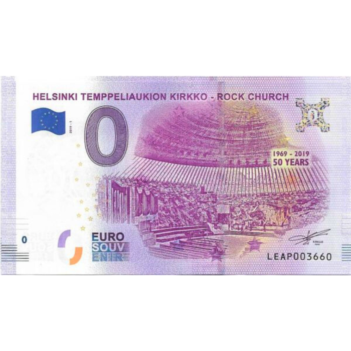 0 Euro Finland 2019 – Temppeliaukio Church in Helsinki - Image 1