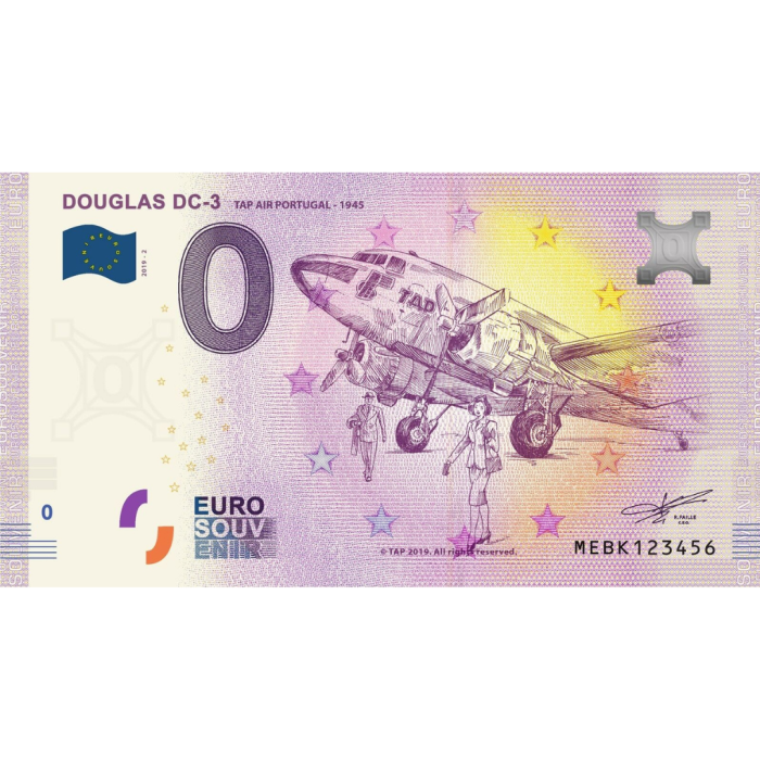 0 euros Portugal 2019 – Douglas DC-3 - Imagen 1