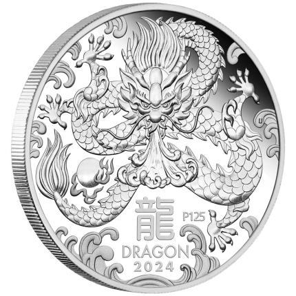 Moneda de plata 1$ Australia 2024 – Año del Dragón 1 oz Proof