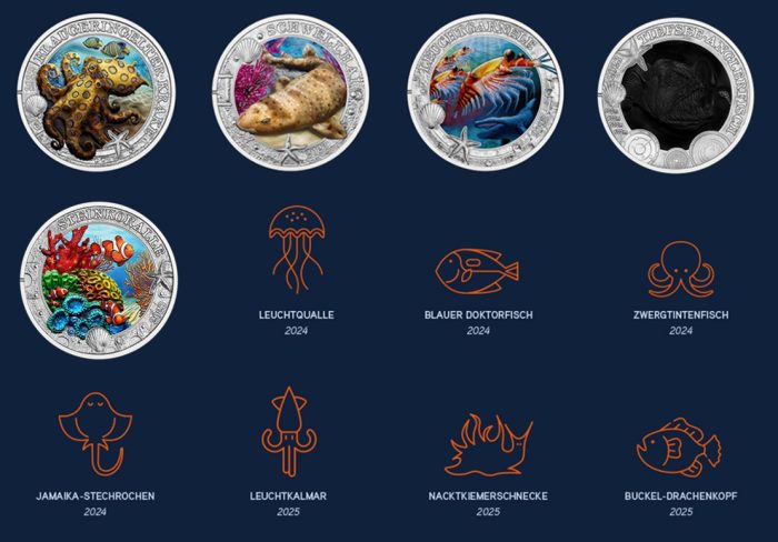 Värviline 3-eurone münt Austria 2023 – Helendav mereelu "Kivikorall" - Image 4