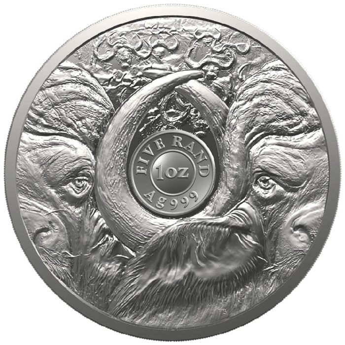 Серебряная монета 5 рэндов ЮАР 2023 – Большая Пятерка: Буйвол — изображение 3