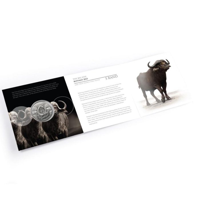 Серебряная монета 5 рэндов ЮАР 2023 – Большая Пятерка: Буйвол — изображение 4