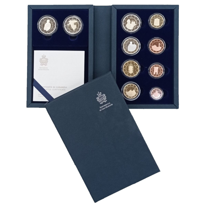 Lote de Banco Monedas Euro San Marino 2023 + 2 Monedas Conmemorativas Proof - Imagen 1