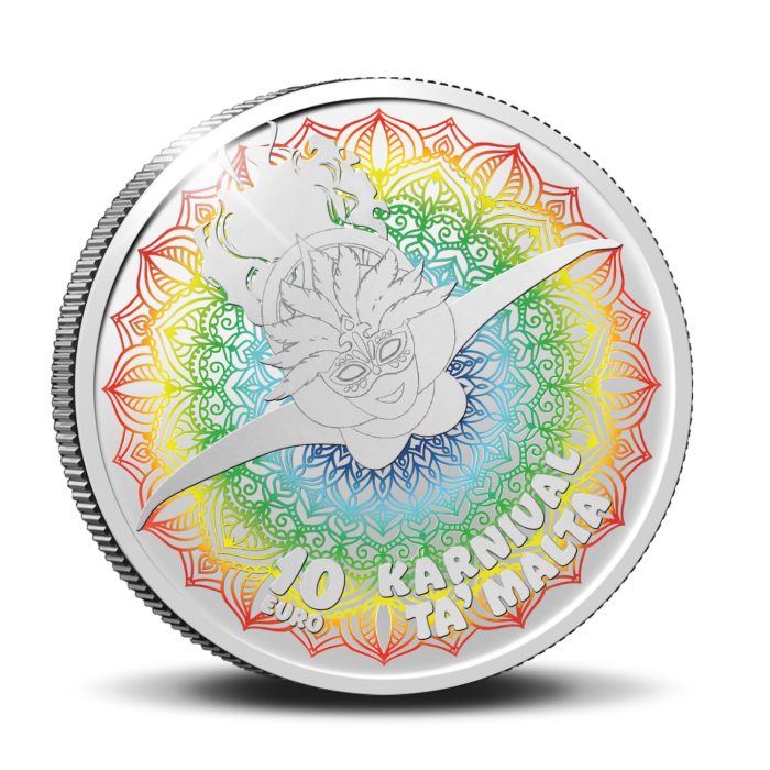 Värillinen hopeakolikko €10 Malta 2024 – Carnival Ta - Image 1