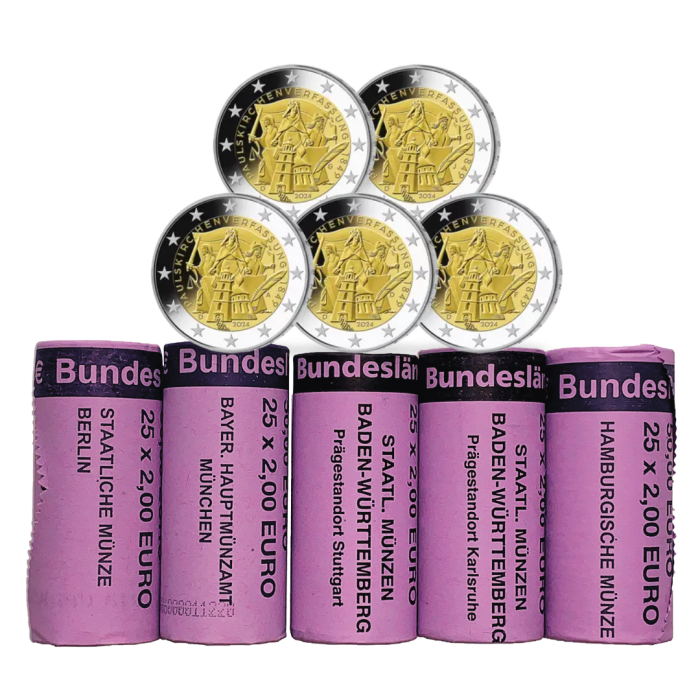 Rullid 2 eurot Saksamaa 2024 – Paulskirche põhiseadus (ADFGJ) - Image 1