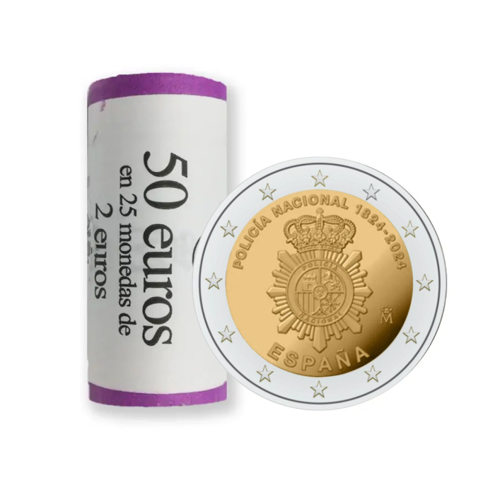 224spainpoliceroll Rollo 2 euros España 2024 – Policía Nacional - Imagen 1