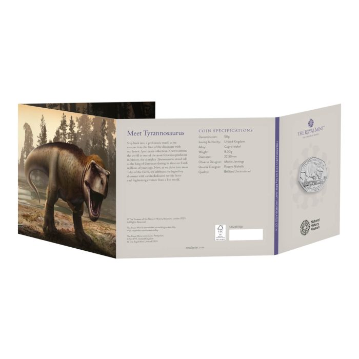 50 peniques Reino Unido 2024 – Tyrannosaurus - Imagen 5