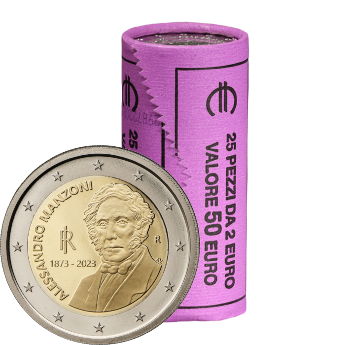 2023italyrollmanzoni Roll 2 euro Italy 2023 – 150 years since the death of the writer Alessandro Manzoni - Image 1